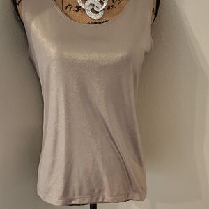 Chicos Travelers Shimmery Gold Sleeveless Scoop Neck Top